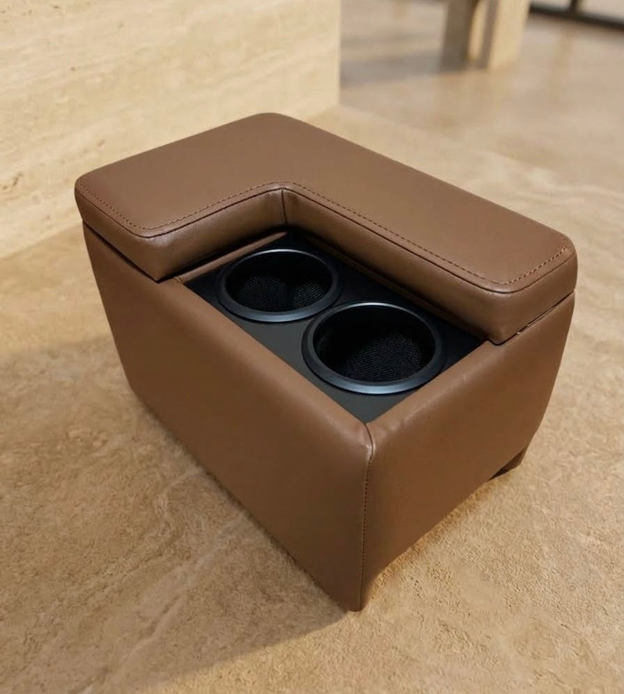 TME Luxury Leather Center Armrest Box with Cup Holders for Land Cruiser 70