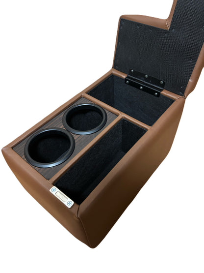 TME Luxury Leather Center Armrest Box with Cup Holders for Land Cruiser 70