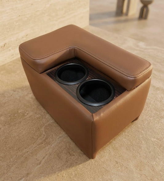 TME Luxury Leather Center Armrest Box with Cup Holders for Land Cruiser 70